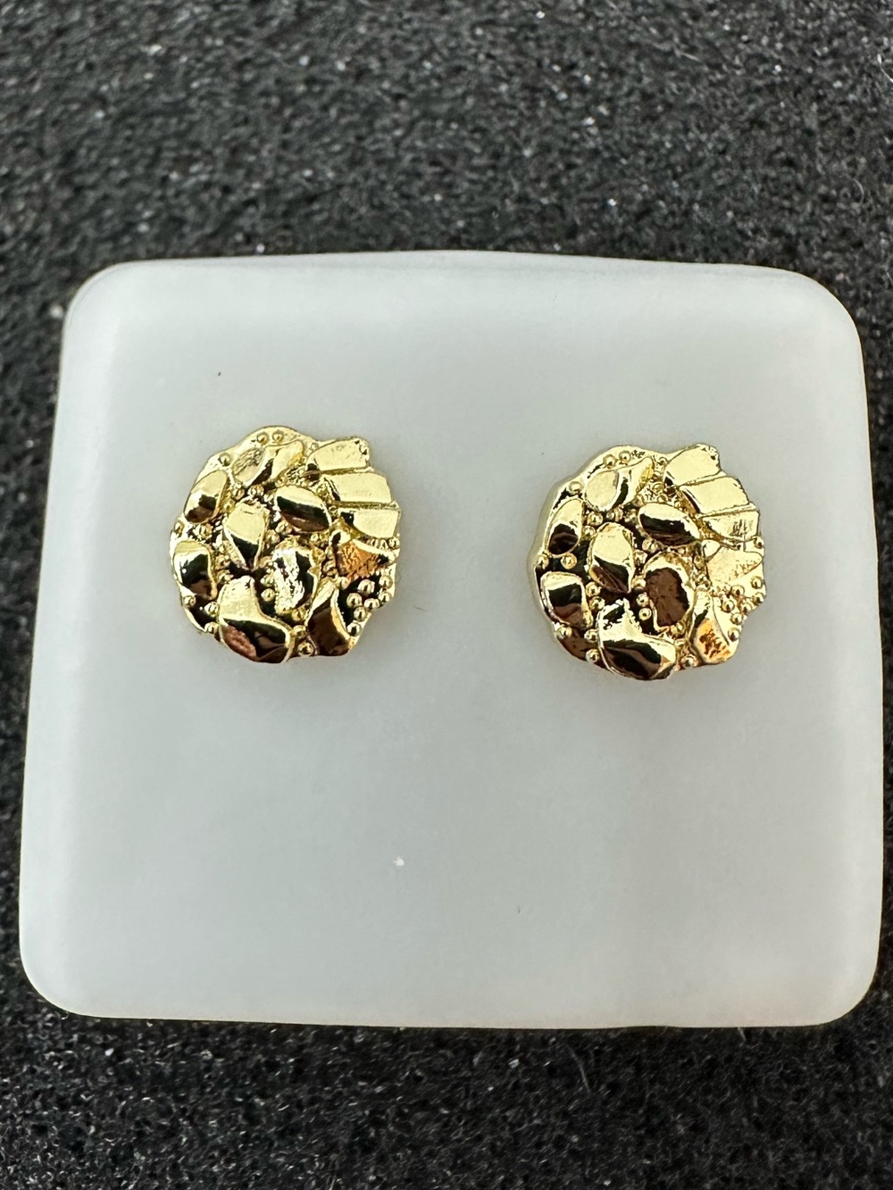 New Gold plated round nugget Stud Earrings